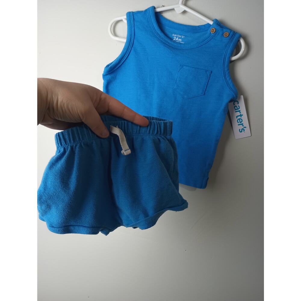 Carter's Infant 24Months Blue Terry Cloth Outfit NWT Shorts Tank Summer
